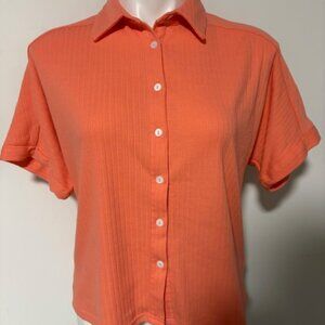 FRNCH COLLARED BUTTON-DOWN BLOUSE CORAL SIZE SMALL